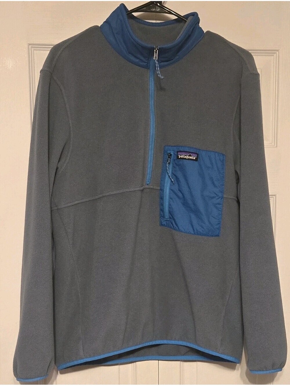 Patagonia Mens microdini 1/2 Zip Fleece pullover Gray Blue Sz M
